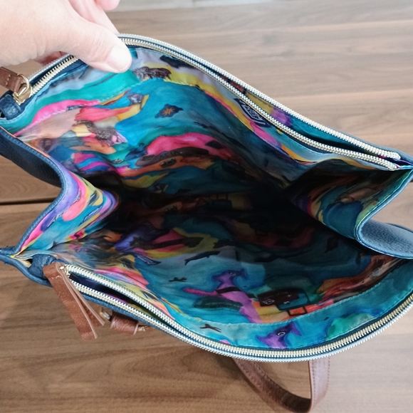 Beautiful mj greene Blue and Brown Shoulder Bag - Picture 6 of 9